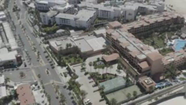 SAN JOSE DEL CABO MEXICO-2020: Aerial View Of The Road And Buildings Bordering
