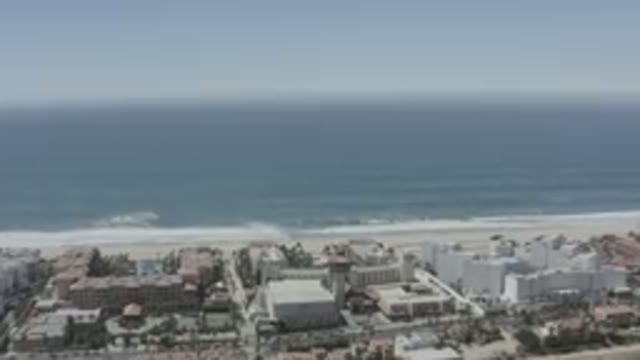 SAN JOSE DEL CABO MEXICO-2020: Drone Camera In The Sky Flims Beach Town With