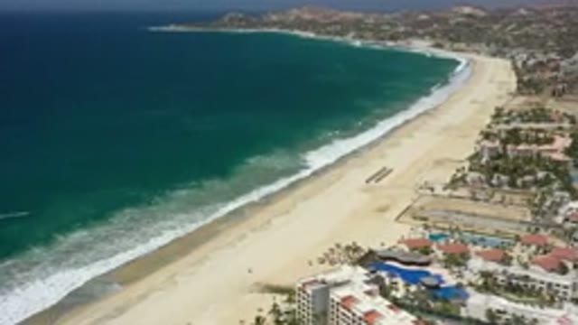 SAN JOSE DEL CABO MEXICO-2020: Gorgeous View Of Blue Green Ocean Water And Beach
