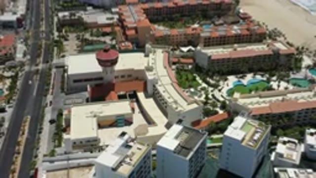 SAN JOSE DEL CABO MEXICO-2020: Flying Past An Ocean Beach Resort Community With
