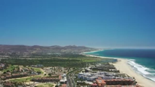 SAN JOSE DEL CABO MEXICO-2020: Drone Shot Of The Mexican Coast Full Of Resorts