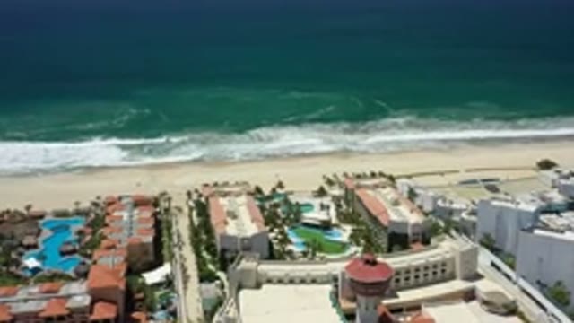 SAN JOSE DEL CABO MEXICO-2020: Zoom In View Of Ocean Front Resorts And Beach