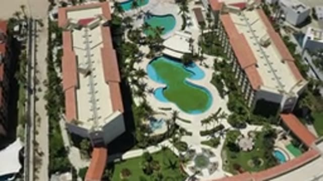 SAN JOSE DEL CABO MEXICO-2020: Aerial View of Resort with Pools and Modern Buildings