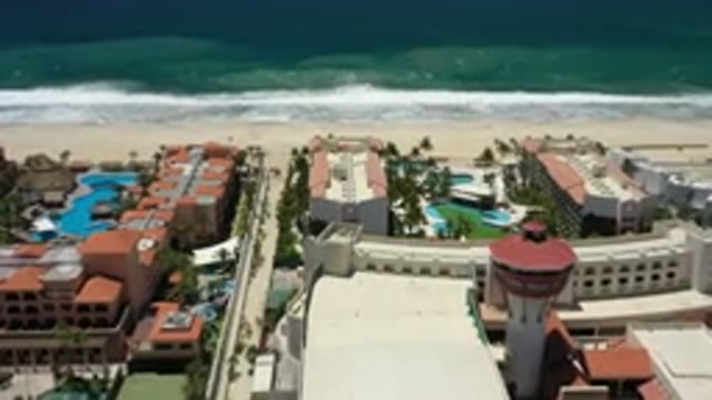 SAN JOSE DEL CABO MEXICO-2020: Ocean Coastline Beach Buildings Houses Seen From