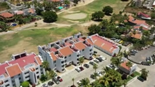 SAN JOSE DEL CABO MEXICO-2020: Overhead View Of Apartments Located Directly On Golf Course