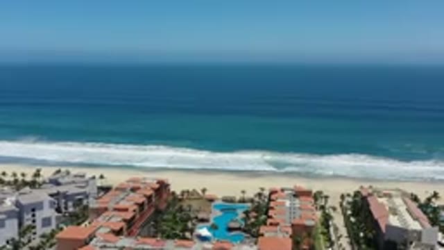 SAN JOSE DEL CABO MEXICO-2020: Aerial View Of Deep Blue Sea Along With Coastal Homes