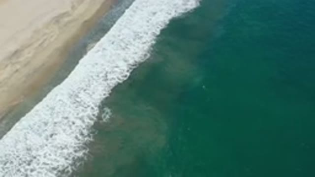 SAN JOSE DEL CABO MEXICO-2020: Green Sea With Waves Breaking On A Sandy Beach