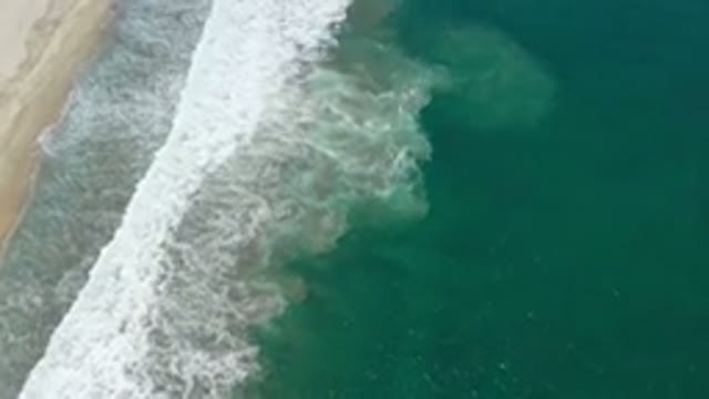 SAN JOSE DEL CABO MEXICO-2020: Top View Of A Powerful White Bubbled Wave On A