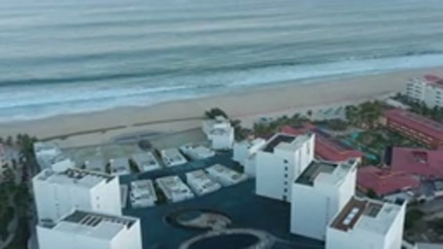 SAN JOSE DEL CABO MEXICO-2020: Drone Passes Filming The Roofs Of Buildings