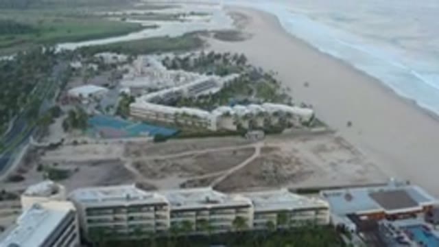 SAN JOSE DEL CABO MEXICO-2020: Aerial View Of The Shore Of The Beach From Above