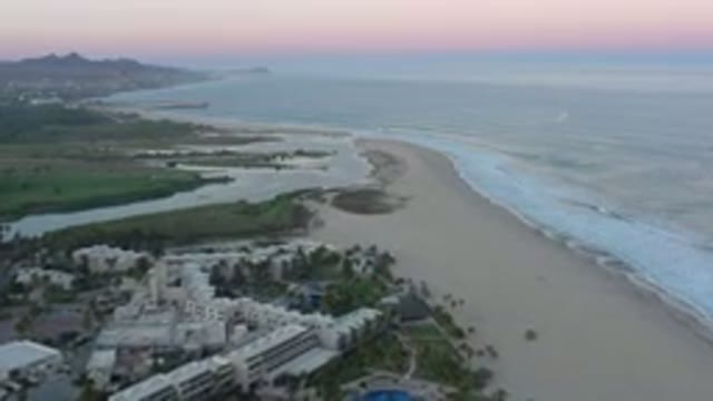 SAN JOSE DEL CABO MEXICO-2020: Sunset Holiday Resort Mountains Ocean Waves