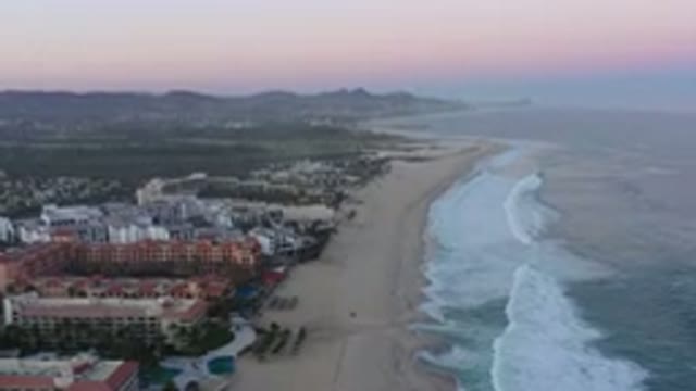 SAN JOSE DEL CABO MEXICO-2020: Aerial Footage Of Waves Crashing Onto Beach Of