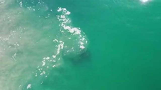 LOS CABOS MEXICO-2020: View Of Sea Foam And Moving Sand On A Deep Green Ocean