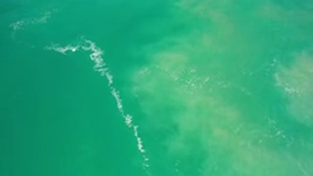 LOS CABOS MEXICO-2020: Top View Of A Green Deep Sea Water With A Line Of White