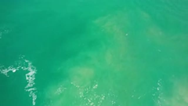 LOS CABOS MEXICO-2020: Stunning Green Ocean Viewed From Above As Waves Roll By