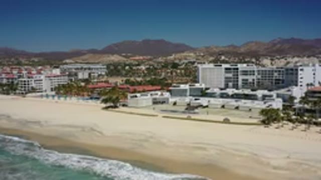 LOS CABOS MEXICO-2020: A Beautiful Topside View Of Beach Buildings And Hills