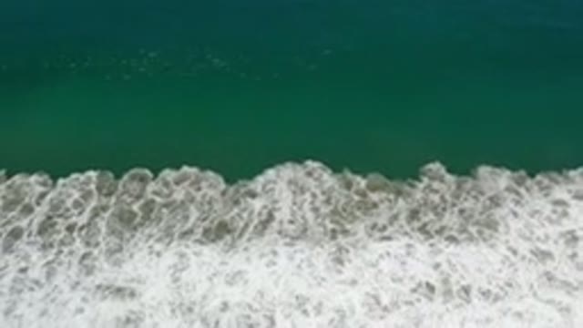 LOS CABOS MEXICO-2020: Aerial View Moving Along The Shoreline Of A Green Colored Ocean
