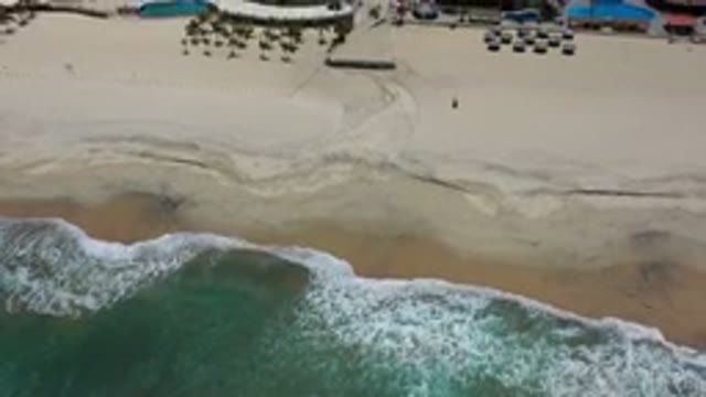 LOS CABOS MEXICO-2020: Beautiful Sandy Beach And Rolling Surf With Large Ocean