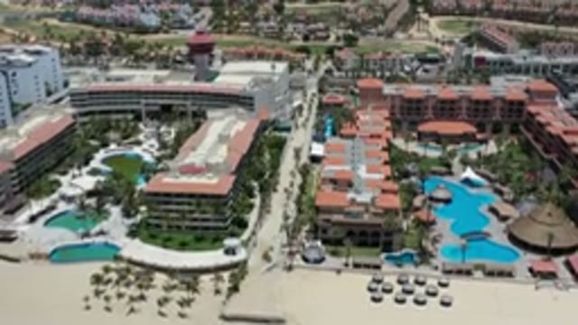 LOS CABOS MEXICO-2020: Aerial View Of Hotel With Pool And Coastal Landmarks