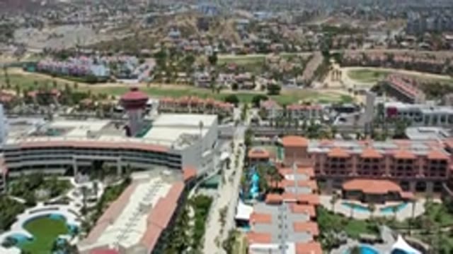 LOS CABOS MEXICO-2020: Topside Moving View Of A Beautiful Township In A Mountain