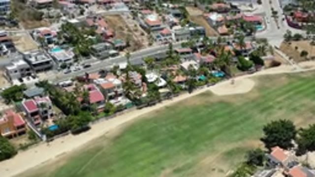 LOS CABOS MEXICO-2020: A Neighborhood Drone View With Grass And Trees