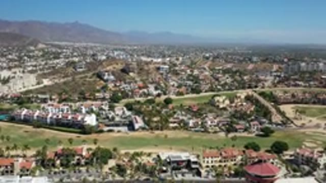 LOS CABOS MEXICO-2020: Aerial View Of A Suburban Town With Many Trees Near The
