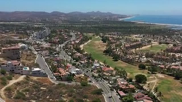 LOS CABOS MEXICO-2020: Beautiful Town Road Captured by Drone Camera Flying