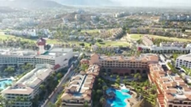 LOS CABOS MEXICO-2020: Aerial View Of Large Resort Community On A Mountainside