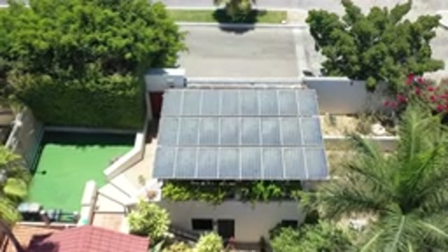 LOS CABOS MEXICO-2020: Aerial Footage From Above Showing House With A Pool And Roof