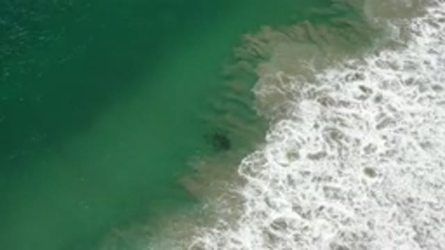 LOS CABOS MEXICO-2020: Green Colored Seawater Breaking On The Shore