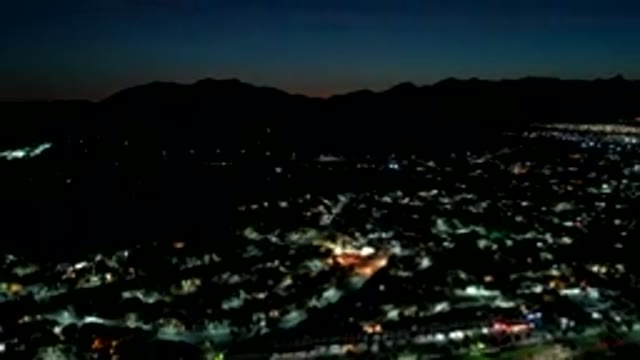 LOS CABOS MEXICO-2019: Night Time Footage High Speed Of A City With Lights And Traffic
