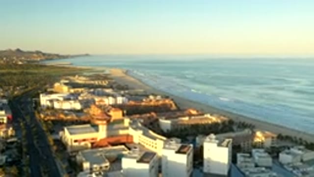 LOS CABOS MEXICO-2019: Aerial Footage Of A Beach Shore Line Over A Long Period
