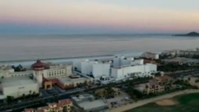LOS CABOS MEXICO-2019: A Beautiful Aerial Shot Of The Sunset In A Seaside Town