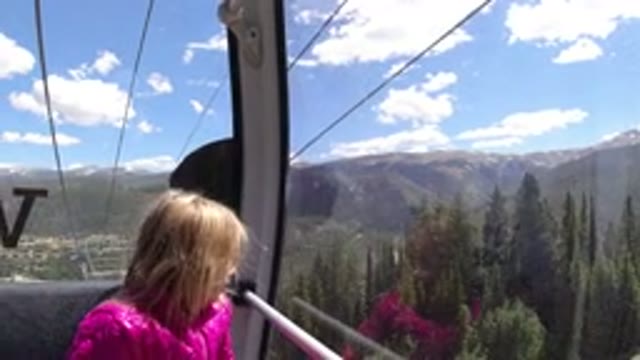WINTER PARK COLORADO-2019: Cable Cart Going Up A Mountain Area With People In It