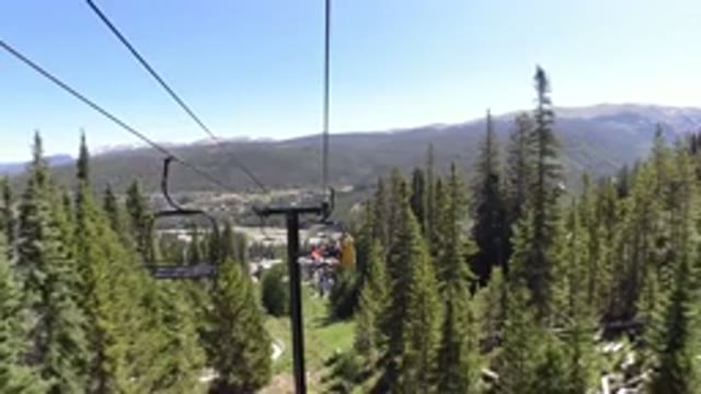 WINTER PARK COLORADO-2019: Wonderful View From A Moving Cable Car Passing Over A