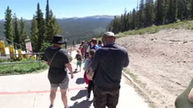 WINTER PARK COLORADO-2019: People Waiting In Line In The Mountain And Someone Is