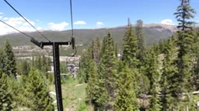 WINTER PARK COLORADO-2019: Traveling Air Carts Go Across The Cable In The Sky