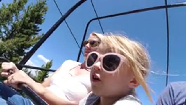 WINTER PARK COLORADO-2019: Man Woman And Girl On Ski Lift