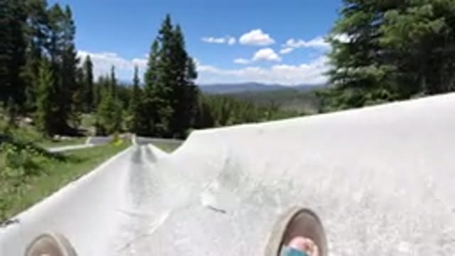 WINTER PARK COLORADO-2019: Fast Sliding View From A Sliding Track Through A Slope
