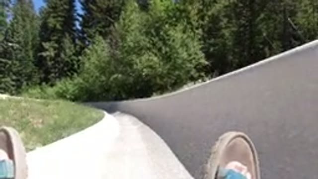 WINTER PARK COLORADO-2019: Sandals Go For A Wild Ride On A Stone Slide