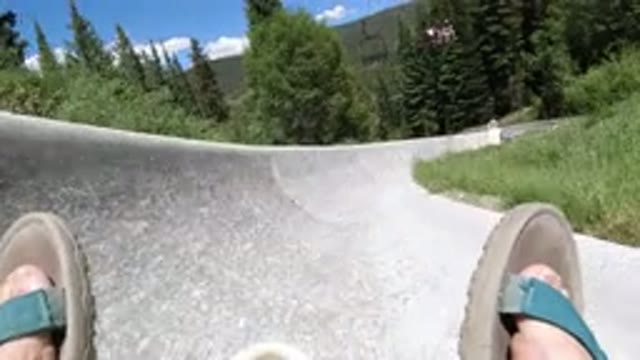 WINTER PARK COLORADO-2019: Slide Lounge Sandals Fun Downhill Race Trees Summer