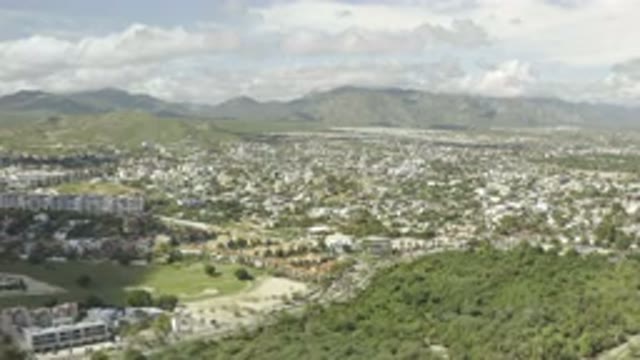 LOS CABOS MEXICO-2019: Aerial View Of A Beautiful Town And Mountainside With