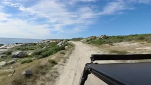 LOS CABOS MEXICO-2019: Jeep Off-Roading In A Desert Mountain On A Sunny Day