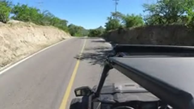 LOS CABOS MEXICO-2019: Fast Moving Vehicle On A Road In The Middle Of A Forest