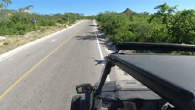 LOS CABOS MEXICO-2019: A Man Starts His Trip On The Highway With His Jeep