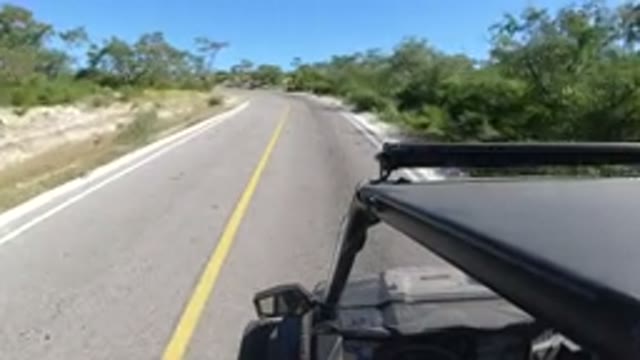 LOS CABOS MEXICO-2019: Suv Driving On A Two Lane Road As Red Truck Passes