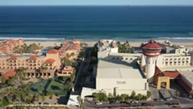 LOS CABOS MEXICO-2020: Aerial Footage Of A Beach Resort On A Sunny Day