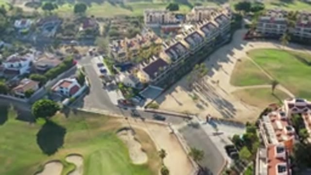 LOS CABOS MEXICO-2020: Flying Drone Capturing Above The City View Filled With