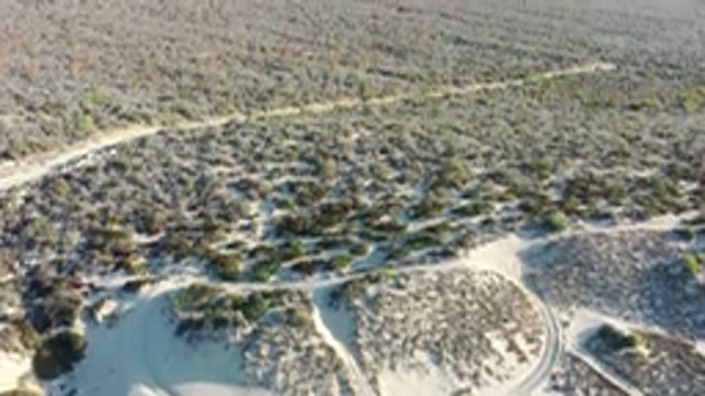 LOS CABOS MEXICO-2020: Caning Landscape Shot Showing Dirt Path Through Barren Hills