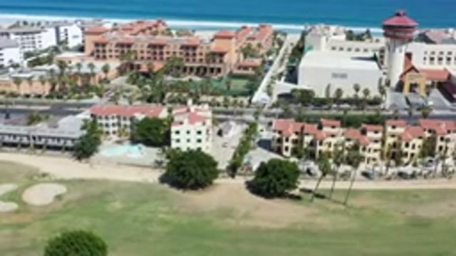 LOS CABOS MEXICO-2020: Golf Course Villas On The Ocean Aerial Drone View Of Town